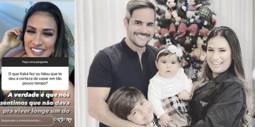 Simone choca e responde seguidor sobre casamento rápido com Kaká Diniz Simone choca e responde seguidor sobre casamento rápido com Kaká Diniz