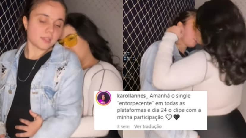 Ana Karolina Lannes agarra mulher, simula possível beijo e explica motivo do vídeo Ana Karolina Lannes agarra mulher, simula possível beijo e explica motivo do vídeo