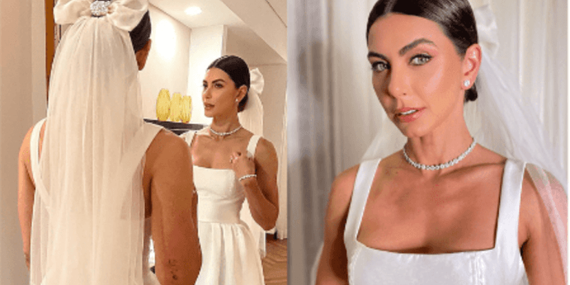 Letícia Wiermann, no dia do seu casamento (Foto Reprodução/Montagem/Tv Foco)