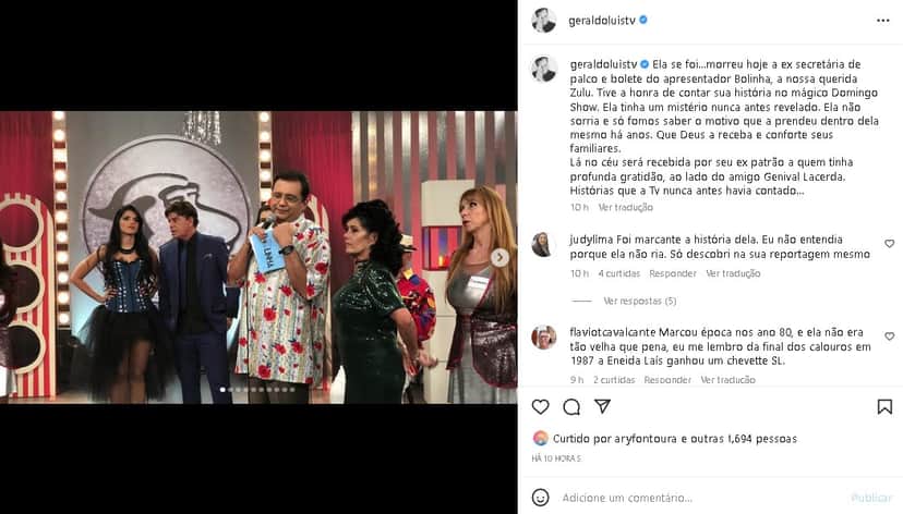 Geraldo Luís falou de triste morte em suas redes sociais (Foto: Reprodução/ Instagram) Geraldo Luís falou de triste morte em suas redes sociais (Foto: Reprodução/ Instagram)