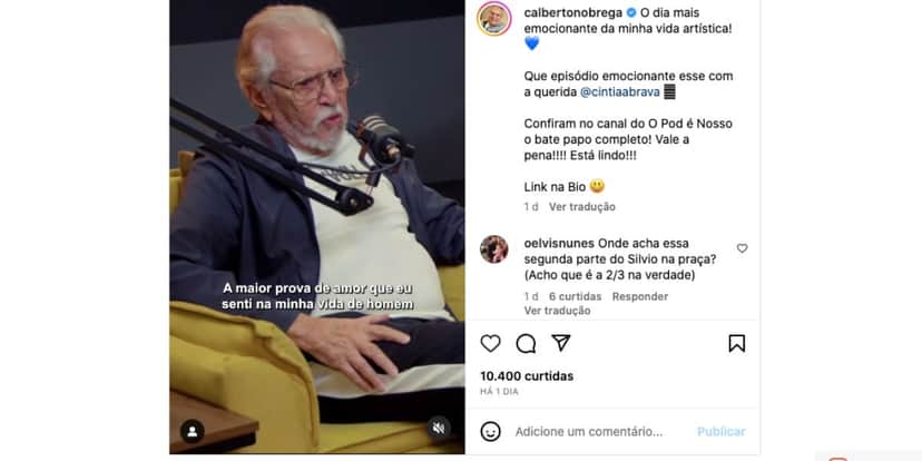 Carlos Alberto no Pod é Nosso (Foto: Reprodução / Instagram) Carlos Alberto no Pod é Nosso (Foto: Reprodução / Instagram)