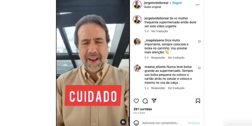 Jorge Lordelloreal alerta golpe (Foto: Reprodução / Instagram) Jorge Lordelloreal alerta golpe (Foto: Reprodução / Instagram)