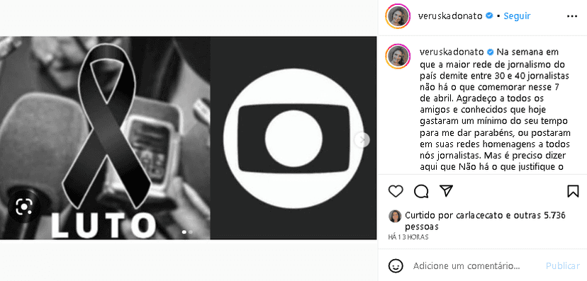 Ex-apresentadora da Globo detonou onda de demissões do canal Ex-apresentadora da Globo detonou onda de demissões do canal