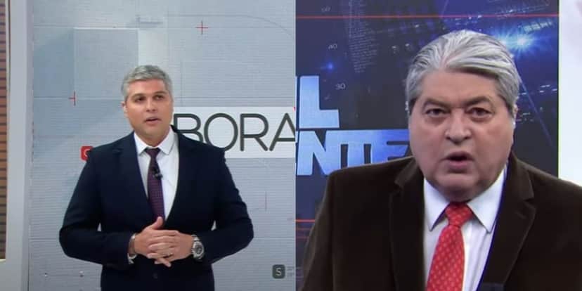Joel Datena e José Luiz Datena nos estúdios da Band (Reprodução: Montagem TV Foco) Joel Datena e José Luiz Datena nos estúdios da Band (Reprodução: Montagem TV Foco)