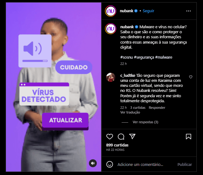 Banco Nubank faz comunicado (Foto: Reprodução: Instagram)