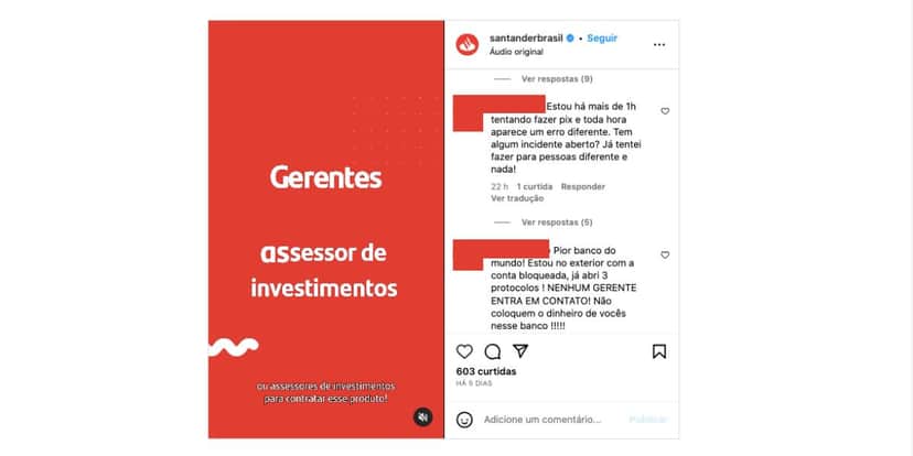 Clientes reclama do Banco Santander (Foto: Reprodução / Instagram) Clientes reclama do Banco Santander (Foto: Reprodução / Instagram)