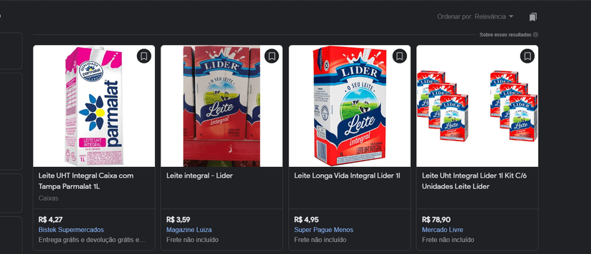 Parmalat e Líder estão sendo vendidas normalmente nos principais sites de e commerce e mercados (Foto Reprodução/Google Shopping) Parmalat e Líder estão sendo vendidas normalmente nos principais sites de e commerce e mercados (Foto Reprodução/Google Shopping)