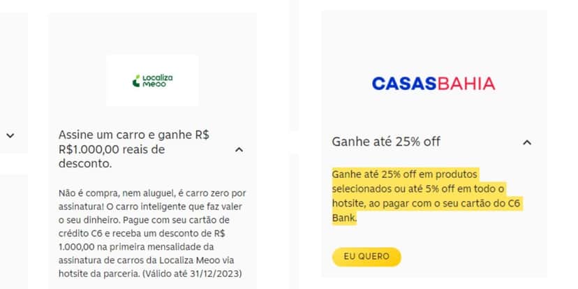 C6 Bank oferece vantagens envolvendo Casas Bahia (Foto: C6 Bank) C6 Bank oferece vantagens envolvendo Casas Bahia (Foto: C6 Bank)