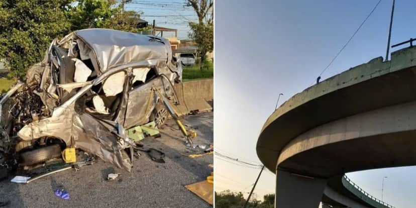 Motorista perde controle, bate em viaduto e morre (Foto: Reprodução / CCI) Motorista perde controle, bate em viaduto e morre (Foto: Reprodução / CCI)