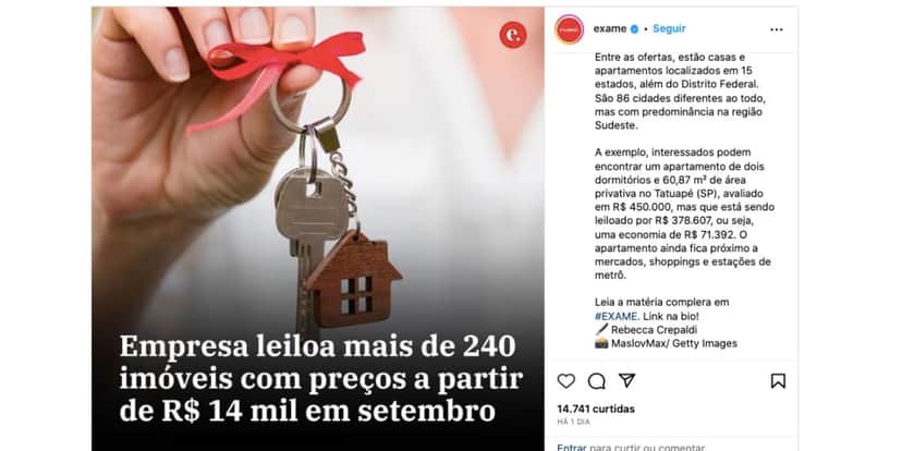 Notícia sobre programa da Emgea (Foto: Reprodução / Instagram) Notícia sobre programa da Emgea (Foto: Reprodução / Instagram)