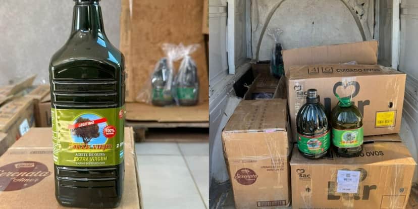 Apreensão de lote de azeite adulterado aconteceu em Foz do Iguaçu, no sul do país (Foto: Divulgação/Polícia Civil) Apreensão de lote de azeite adulterado aconteceu em Foz do Iguaçu, no sul do país (Foto: Divulgação/Polícia Civil)