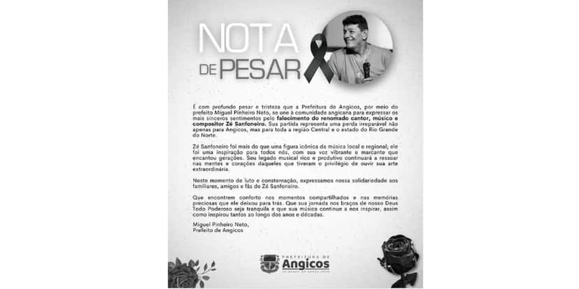 Comunicado sobre morte de Zé Sanfoneiro (Foto: Reprodução / Instagram) Comunicado sobre morte de Zé Sanfoneiro (Foto: Reprodução / Instagram)