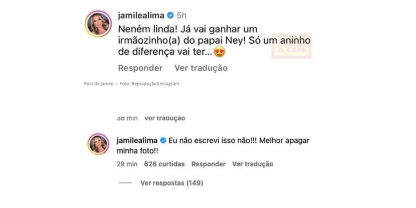 Comentário de Jamile Lime (Foto: Reprodução / Instagram) Comentário de Jamile Lime (Foto: Reprodução / Instagram)