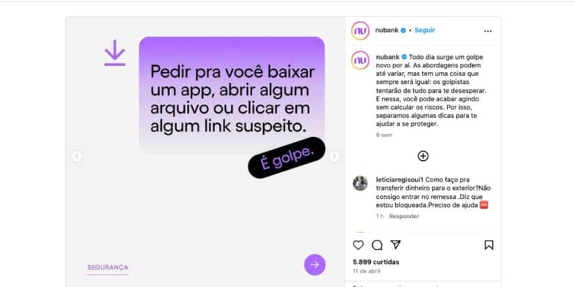 Comunicado Nubank (Foto: Reprodução / Instagram) Comunicado Nubank (Foto: Reprodução / Instagram)