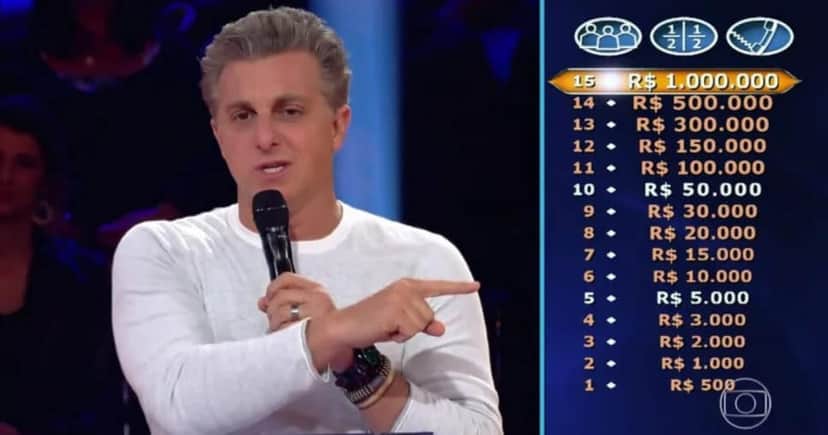 Luciano Huck apresenta o Quem Quer Ser Um Milionário, no Domingão com Huck, da Globo (Foto: Reprodução)