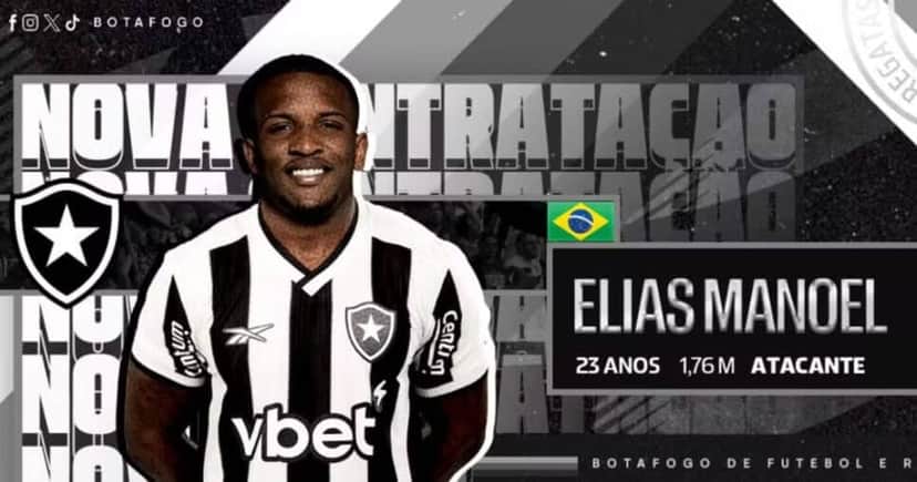 Elias Manoel é anunciado pelo Botafogo — Foto: Botafogo Elias Manoel é anunciado pelo Botafogo — Foto: Botafogo