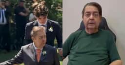 Faustão surge mais magro e irreconhecível em cadeira de rodas no casamento da filha
