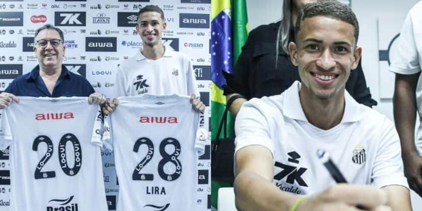 Vinícius Lira renovou com o Santos até 2028 (Reprodução: Instagram) Vinícius Lira renovou com o Santos até 2028 (Reprodução: Instagram)