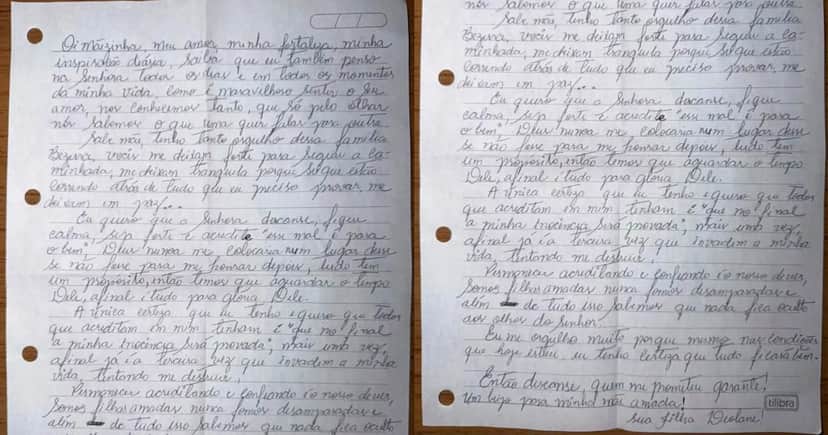 Carta de Deolane para sua mãe (Foto: Reprodução - Instagram) Carta de Deolane para sua mãe (Foto: Reprodução - Instagram)