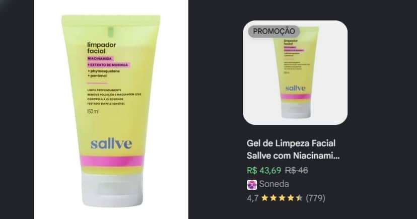 Gel de Limpeza Sallve (Foto Reprodução/Lennita/TV Foco/Canva/Google Shopping) Gel de Limpeza Sallve (Foto Reprodução/Lennita/TV Foco/Canva/Google Shopping)
