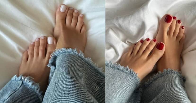 Unhas de pés branco renda e vermelho clássico (Foto Reprodução/Montagem/Tv Foco/Lennita/Canva/GMN/Pinterest) Unhas de pés branco renda e vermelho clássico (Foto Reprodução/Montagem/Tv Foco/Lennita/Canva/GMN/Pinterest)