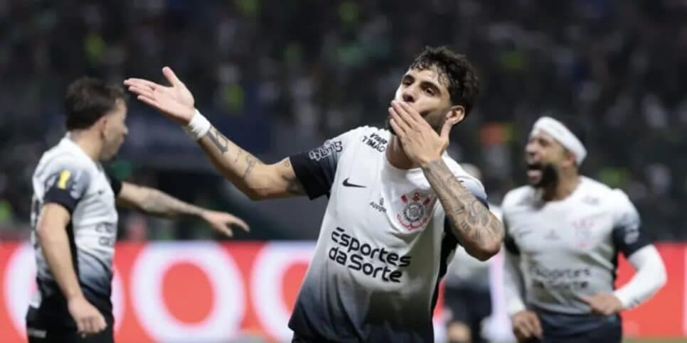 Yuri Alberto comemorando o gol da vitória (Reprodução: Marcello Zambrana) Yuri Alberto comemorando o gol da vitória (Reprodução: Marcello Zambrana)