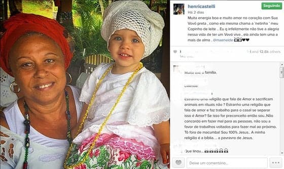 Mãe da filha de Henri Castelli será indiciada por intolerância religiosa