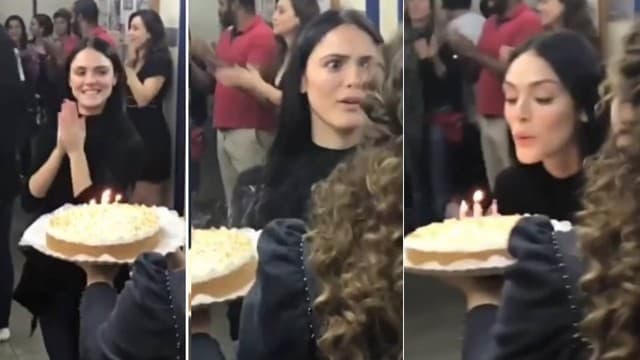 Isabelle Drummond ganha festa nos bastidores de novela e fica supresa com 'Com quem será?'