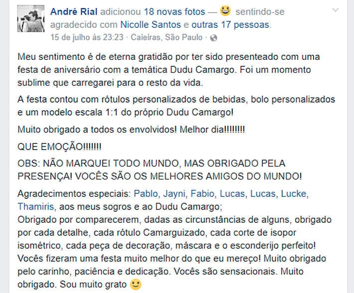 Dudu Camargo vira tema de festa (Foto: Reprodução)