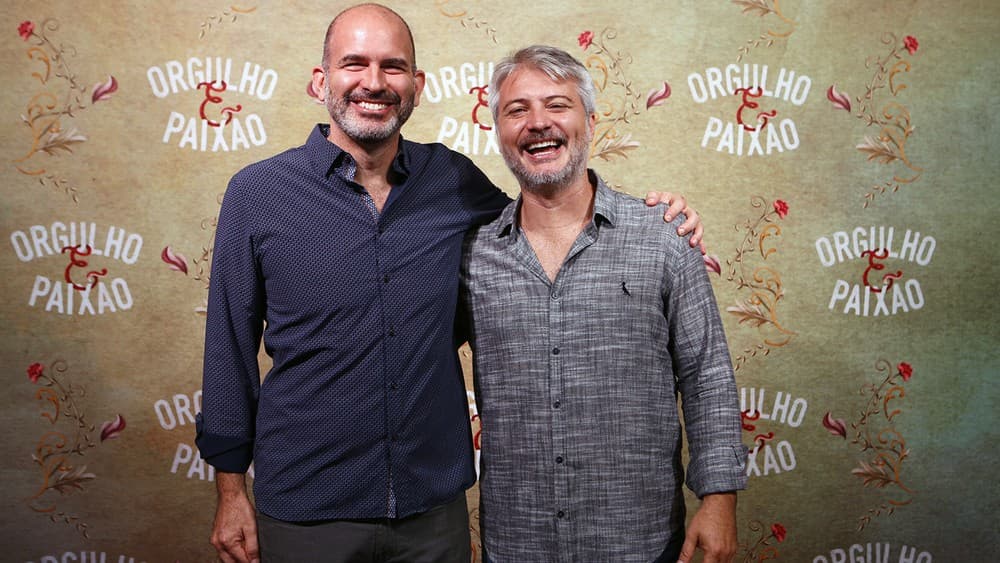O autor Marcos Bernstein e o diretor artístico Fred Mayrink na coletiva de imprensa de 'Orgulho e Paixão' (Foto: Fábio Rocha/Gshow)