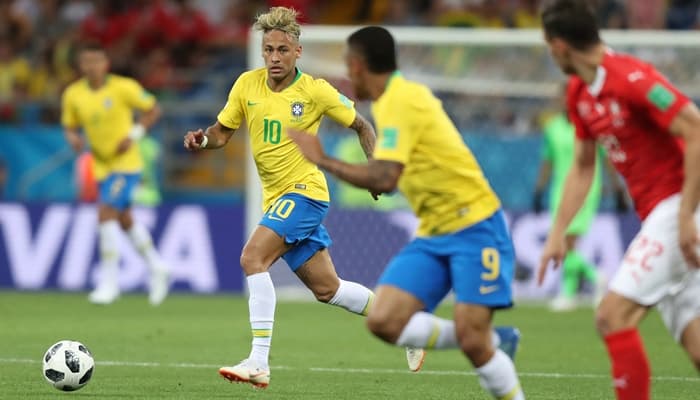 Neymar na partida Brasil x Suíça na estreia do Brasil na Copa da Rússia<br /> (Foto: Lucas Figueiredo/CBF)