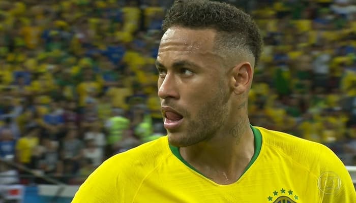 Neymar no jogo entre Brasil x Bélgica na Copa do Mundo na Rússia (Foto: Reprodução/Globo) Neymar no jogo entre Brasil x Bélgica na Copa do Mundo na Rússia (Foto: Reprodução/Globo)