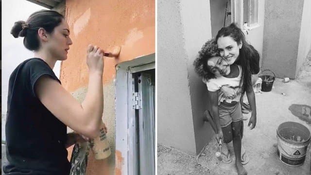 Isabelle Drummond reforma casa de família humilde e fãs ironizam Bruna Marquezine