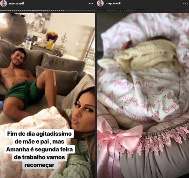 Mayra ainda não mostrou o rosto de Sophia, mas já publicou algumas imagens em que a criança aparece. (Foto: Instagram / @mayracardi) Mayra ainda não mostrou o rosto de Sophia, mas já publicou algumas imagens em que a criança aparece. (Foto: Instagram / @mayracardi)