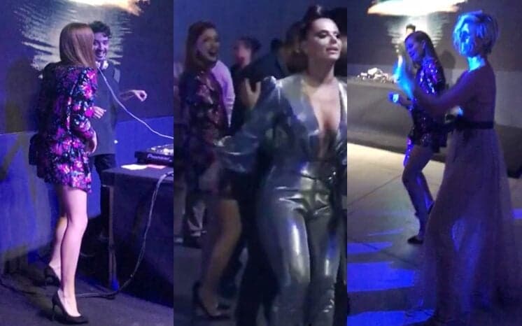 Marina Ruy Barbosa ignora as câmeras e desce até o chão na festa da Globo