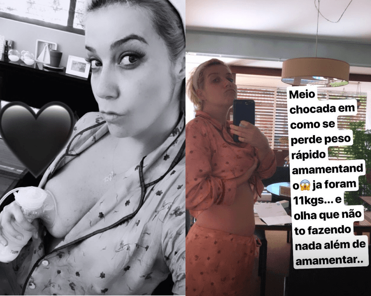 Luiza Possi tirando leite e mostrando a barriga após o parto (Foto: Reprodução/ Instagram) Luiza Possi tirando leite e mostrando a barriga após o parto (Foto: Reprodução/ Instagram)