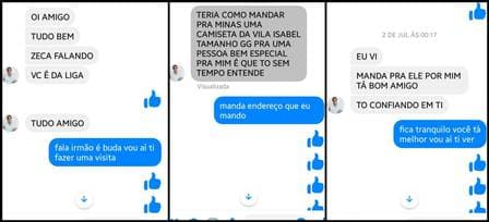 Conversas entre o golpista que usou o nome de Zeca Pagodinho e vítimas do crime Foto: Reprodução Conversas entre o golpista que usou o nome de Zeca Pagodinho e vítimas do crime Foto: Reprodução