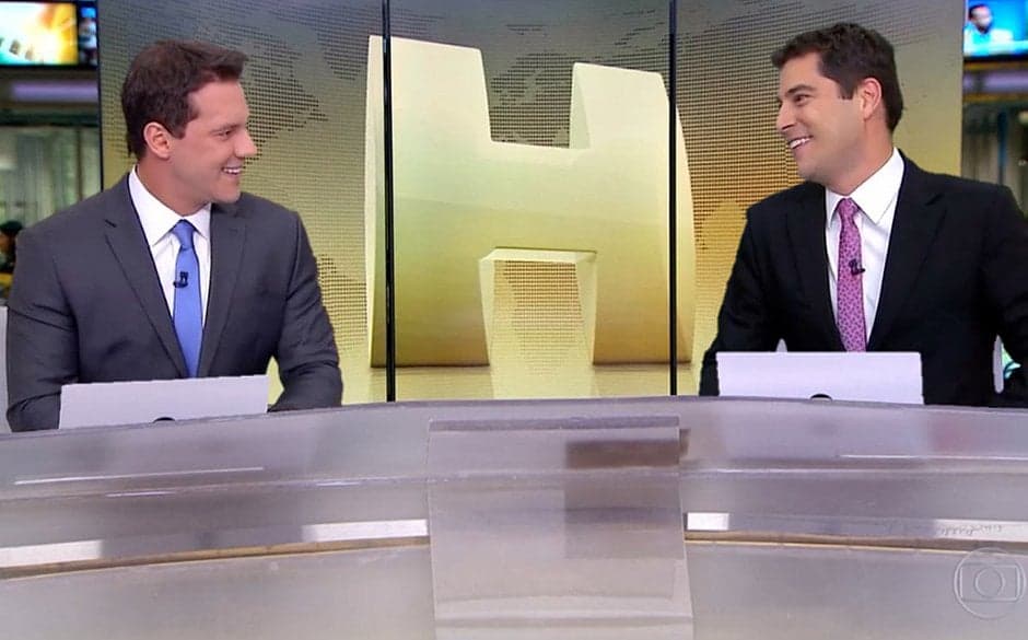 Doni Del Nuccio e Evaristo Costa, no Jornal Hoje da Globo (Imagem: Globo) Doni Del Nuccio e Evaristo Costa, no Jornal Hoje da Globo (Imagem: Globo)
