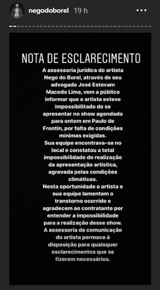 Nego do Borel esclarece situação polêmica. (Foto: Reprodução/Instagram) Nego do Borel esclarece situação polêmica. (Foto: Reprodução/Instagram)