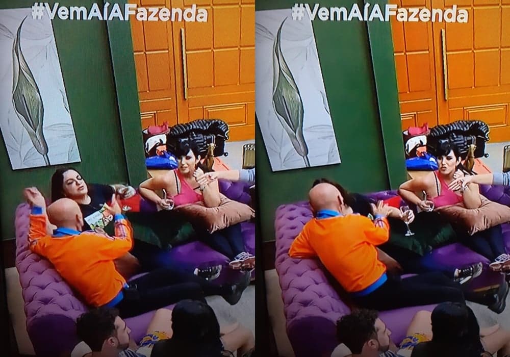 Fabíola Reipert deu beijo na boca de Amin Khader durante especial do reality show A Fazenda. (Foto: Reprodução) Fabíola Reipert deu beijo na boca de Amin Khader durante especial do reality show A Fazenda. (Foto: Reprodução)