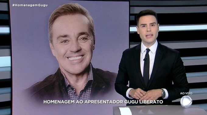 Luiz Bacci comandou plantão sobre Gugu na Record (Foto: Reprodução)