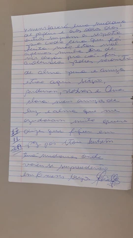 Carta feita por Marielle Franco, segundo Lene Sensitiva (Foto: Reprodução) Carta feita por Marielle Franco, segundo Lene Sensitiva (Foto: Reprodução)