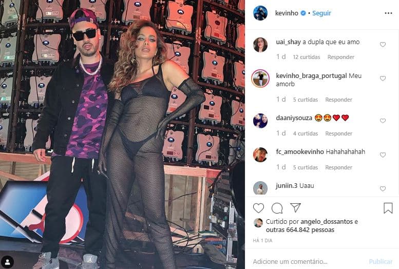 Kevinho compartilhou um registro ao lado de Anitta (Foto: Reprodução/Instagram) Kevinho compartilhou um registro ao lado de Anitta (Foto: Reprodução/Instagram)