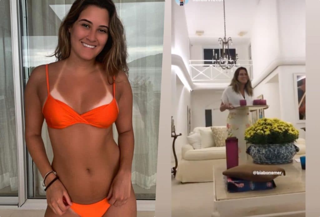 Bia Bonemer, filha de William Bonner, faz festinha com amigos em mansão e rapaz mostra a intimidade