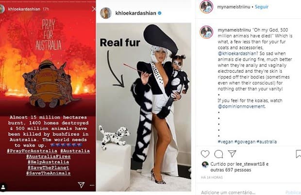 Khloé Kardashian é detonada por fã após posicionamento sobre os incêndios na Austrália (Foto: Reprodução / Instagram) Khloé Kardashian é detonada por fã após posicionamento sobre os incêndios na Austrália (Foto: Reprodução / Instagram)
