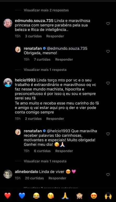 Comentários dos fãs de Renata Fan (Imagem: Reprodução) Comentários dos fãs de Renata Fan (Imagem: Reprodução)