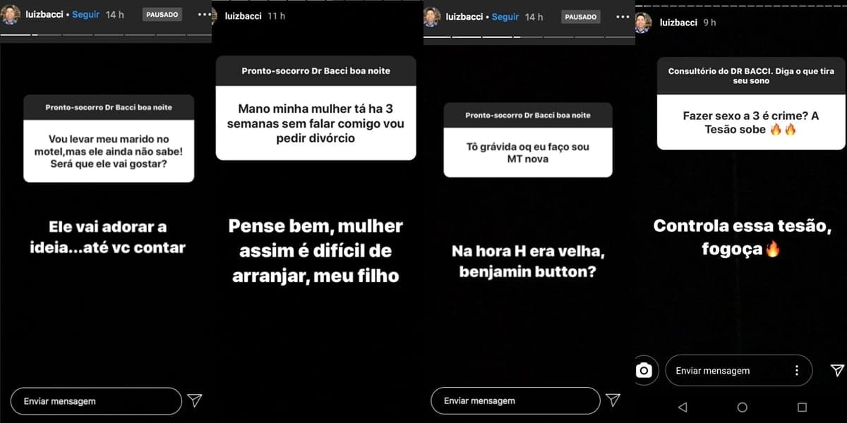 Luiz Bacci respondeu questionamentos sobre sexo (Foto: reprodução/Instagram) Luiz Bacci respondeu questionamentos sobre sexo (Foto: reprodução/Instagram)