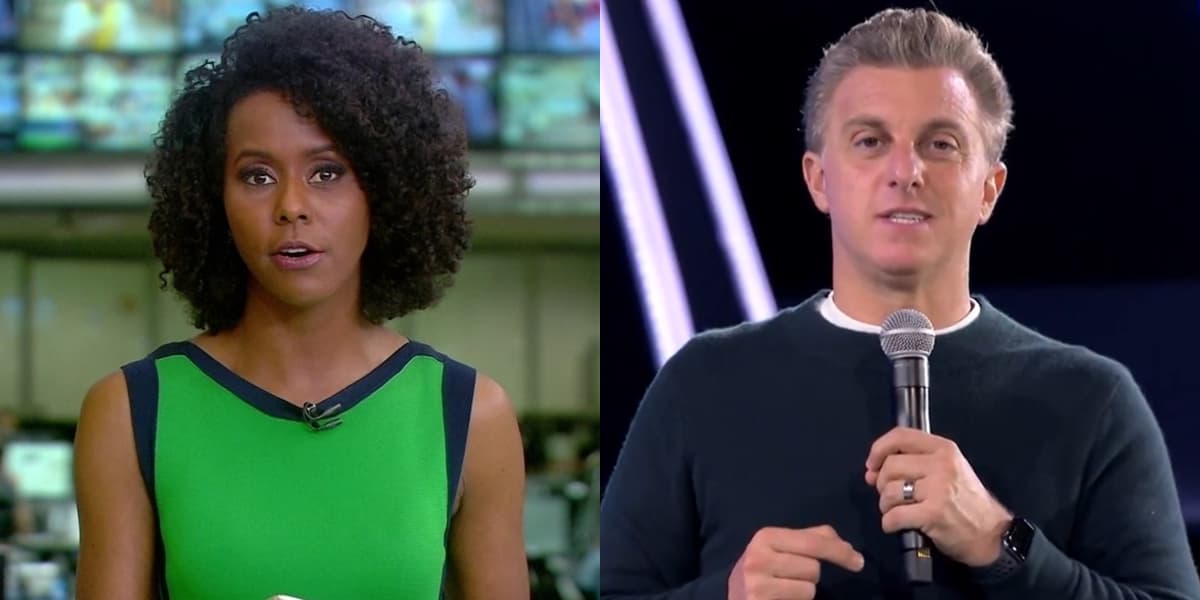 Maju Coutinho no Jornal Hoje e Luciano Huck no Caldeirão; programa teve menos audiência que telejornal (Foto: Reprodução/Globo/Montagem) Maju Coutinho no Jornal Hoje e Luciano Huck no Caldeirão; programa teve menos audiência que telejornal (Foto: Reprodução/Globo/Montagem)