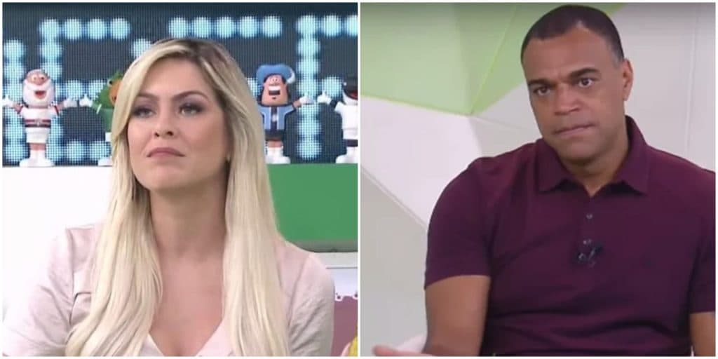 Denilson, casado, após ter relação exposta com Renata Fan, pede beijo ao vivo e perde o controle: "Boquinha aberta"