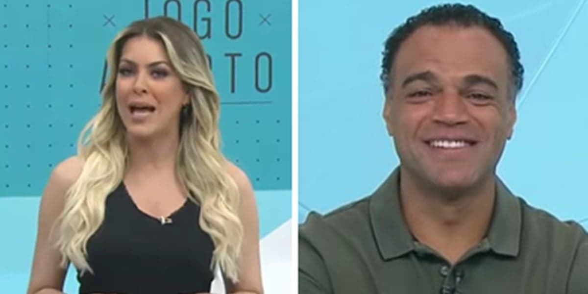Renata Fan acabou expondo segredo de Denilson ao vivo no Jogo Aberto (Foto: Montagem/TV Foco) Renata Fan acabou expondo segredo de Denilson ao vivo no Jogo Aberto (Foto: Montagem/TV Foco)